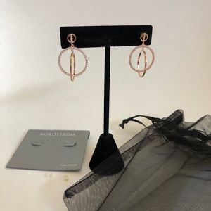 Nordstrom Brand Cubic Zirconia Double Drop Earrings Rose Gold Plate Over Brass
